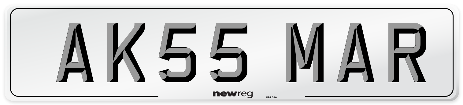 AK55 MAR Number Plate from New Reg